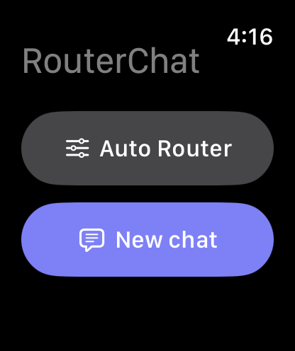 RouterChat main screen on Apple Watch