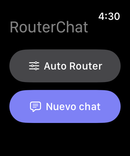 RouterChat pantalla principal en Apple Watch