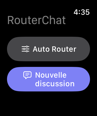 RouterChat écran principal sur Apple Watch