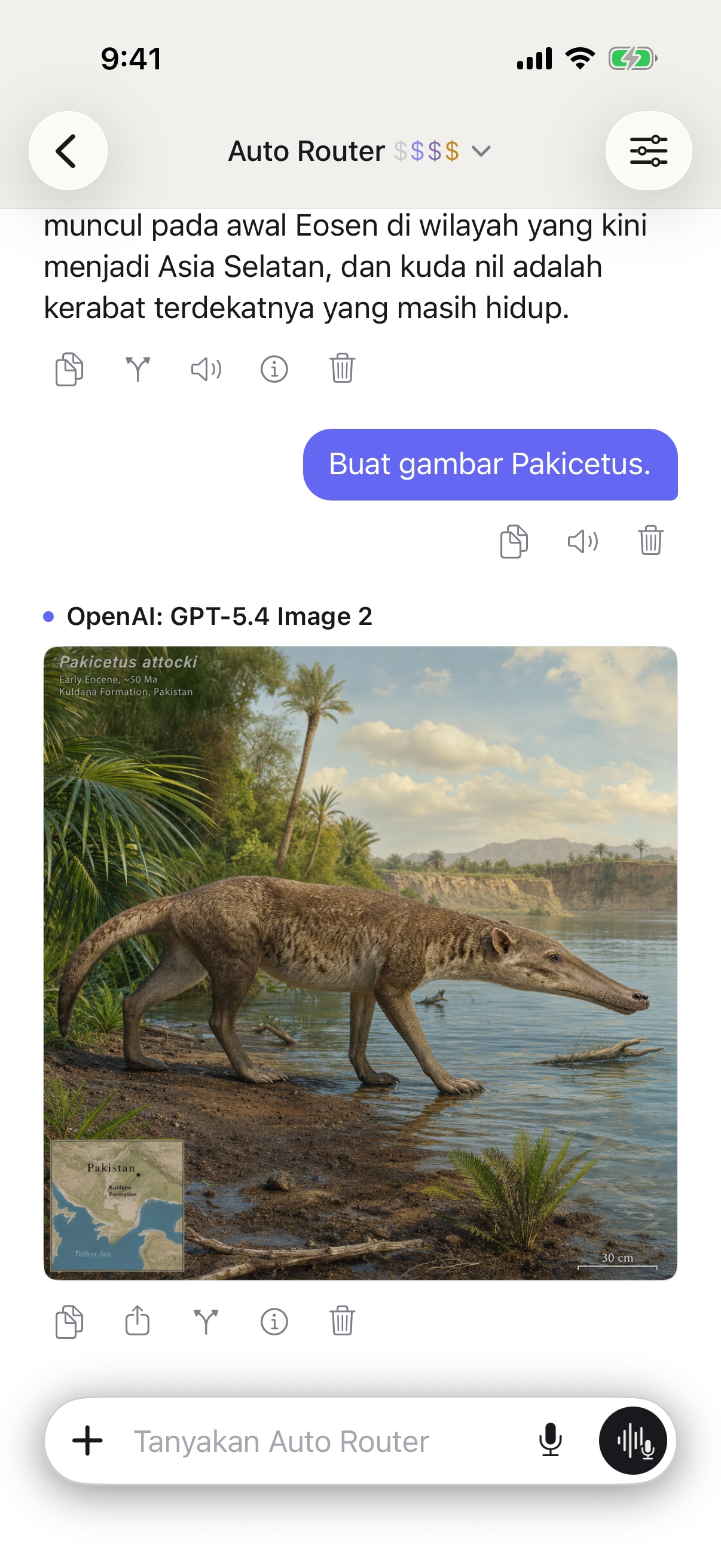 Percakapan RouterChat di iPhone
