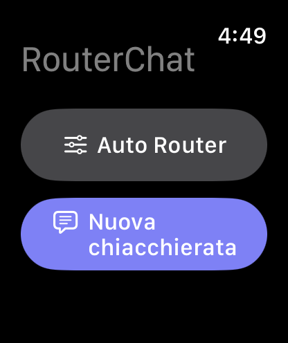 RouterChat schermata principale su Apple Watch