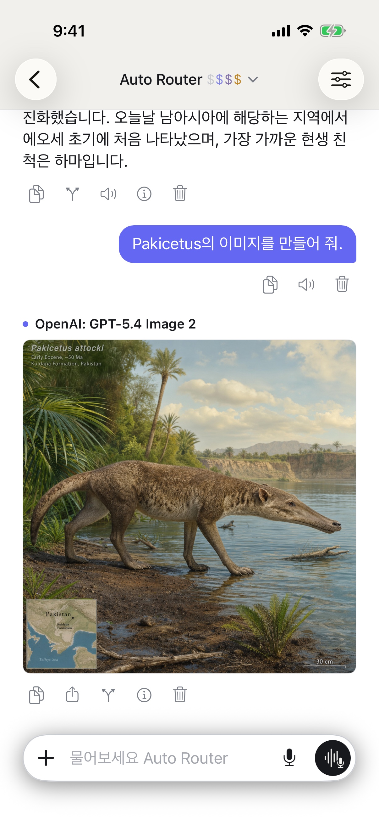 iPhone의 RouterChat 대화