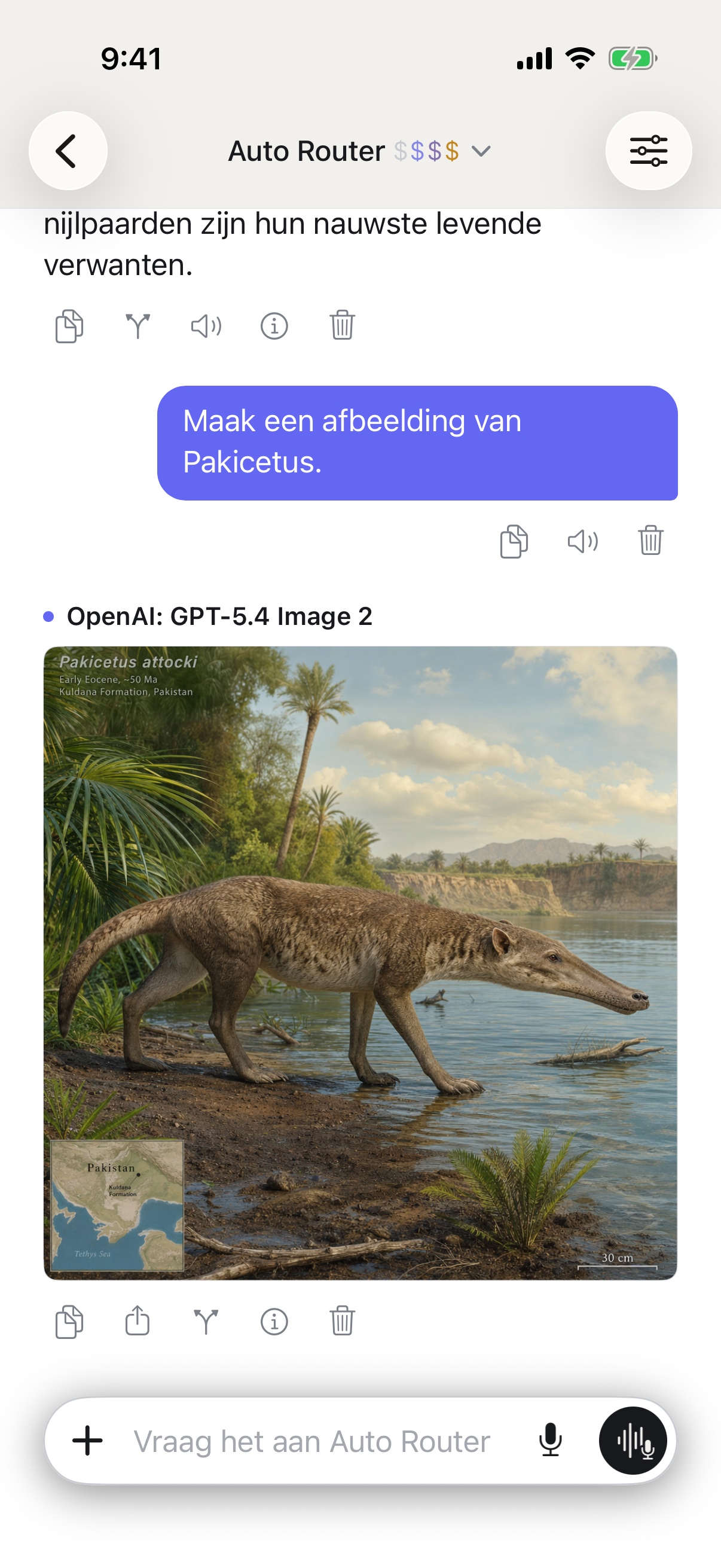 RouterChat-gesprek op iPhone