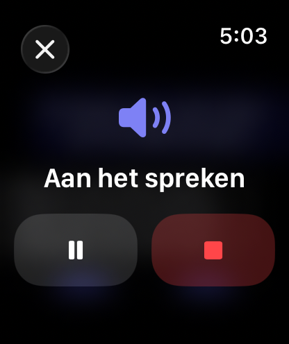 Bediening voor gesproken antwoorden van RouterChat op Apple Watch
