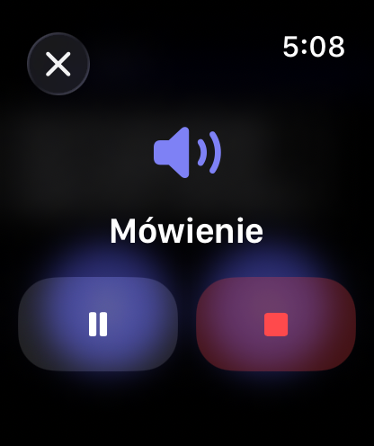 Elementy sterujące odpowiedziami głosowymi RouterChat na Apple Watch
